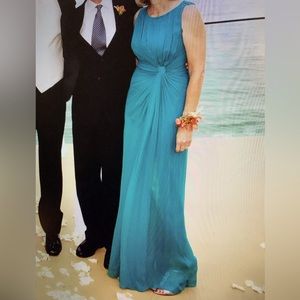 Tadashi full-length silk dress with shawl; size 10